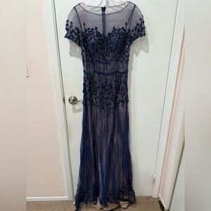 LIKE NEW Lara Navy Blue Floral Appliqué Dress